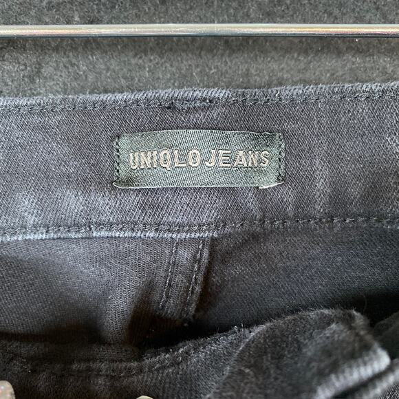 Uniqlo Womens Jeans Black Denim High Rise Ankle Cotton Polyester Blend Stretch 4 - Picture 5 of 13